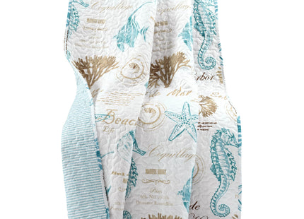 Lush Decor Harbor Life Throw Blanket, 50" W x 60" L, Blue & Taupe - Throw Blankets for Bed - Couch Blanket - Coastal Throw Blanket for Couch
