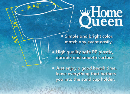 Home Queen Beach Cup Holder, Keep Drinks Stable and Out of Sand, 4 Pack