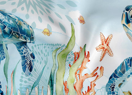 Zedliyu Sea Turtle Valance for Windows,Window Treatment Curtains Rod Pocket Sheer Small Short Valance for Kitchen Bathroom Laundry Basement,42Wx12L inch,Nautical Starfish