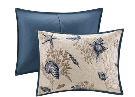 Madison Park Cottage Coastal Starfish Blue King Bedspread Set, 6pc