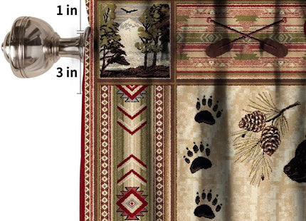 Rustic Bear Window Valance, Vintage Bear Country Style Rustic Cabin Cottage Pine Tree Windows Valance Curtain for Kitchen Bedroom Living Room Cafe Office 54x18 Inch