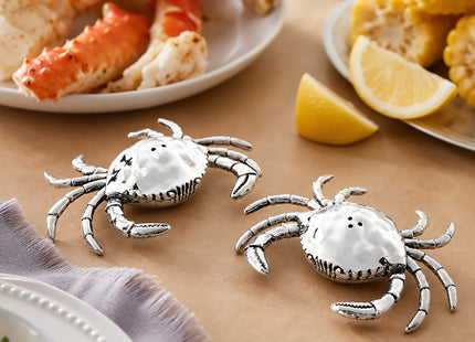 Mud Pie Crab Salt and Pepper Shaker Set, Silver 3 1/2" x 2 1/2"