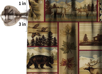Rustic Moose Deer Window Valance,Vintage Country Cottage Style Pine Tree Brown Bear Elk Windows Valance Curtain for Kitchen Bedroom Living Room Office 54x18 Inch