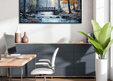 yiijeah Living Room Wall Art - Modern Wall Decor for Bedroom Office Decor Mountain Forest Landscapes Village Bridge Painting Framed Canvas Prints Ready to Hang Pictures Home Decor