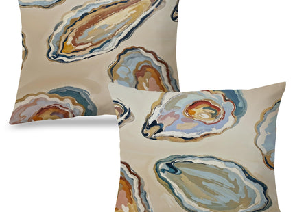 Exqcom Abstract Oyster Coastal Beach Pillow Covers 18x18 Set of 2, Beachy Room Decor Aesthetic, Retro Coastal Ocean Oyster Shell Decorative Lumbar Pillow Covers for Home Bedroom Living Room