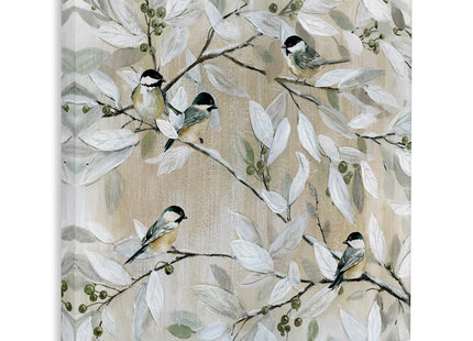 Chickadee Birds on Branches, 36 x 36 Inch Canvas Wall Art
