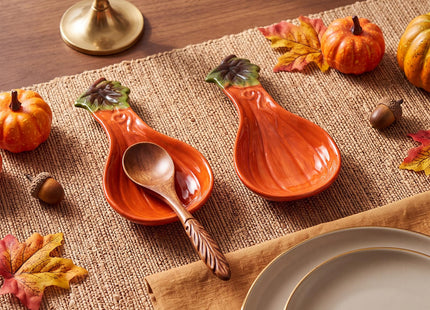 Meanplan 2 Pcs Fall Pumpkin Spoon Rest 5.9" Ceramic