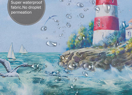 jamie world Coastal Nautical Shower Curtain Lighthouse Ocean Shower Curtains Beach Seasides Shower Curtain Quick-Drying Polyester Fabric Bathroom Decor with Plastic Hooks 60x72 Inches