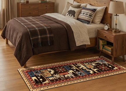 LOKHOM 2x6 Hallway Runner Rug, Non Slip Washable Western Cabin Bear Rugs