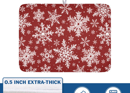 KSLIDS Christmas Snowflake Dish Drying Mat for Kitchen Counter 18x24 Inch