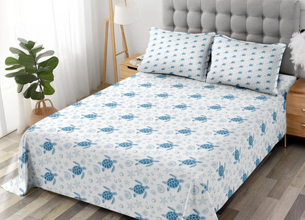 Pamnest Twin Bed Sheet Set, 3 Pieces Sea Turtle Bedding with Flat