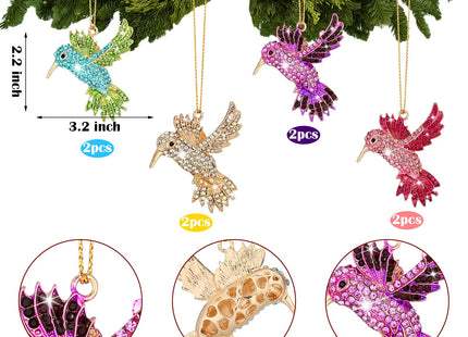 Yuntau 8 Pcs Crystal Christmas Hanging Ornaments, Hummingbird