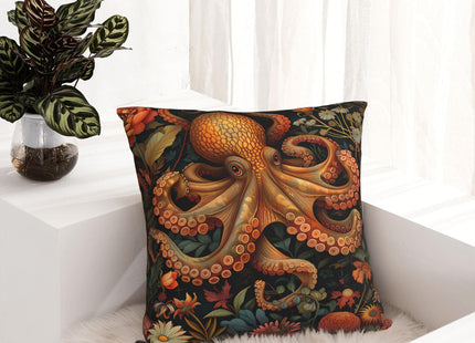 Ideeze William Morris Style Octopus Art Print Throw Pillow Covers Soft Decorative Blue and Green Throw Pillowcases Cushion Case Square for Home Decor Bed Couch Car Living Room 18x18 Inch