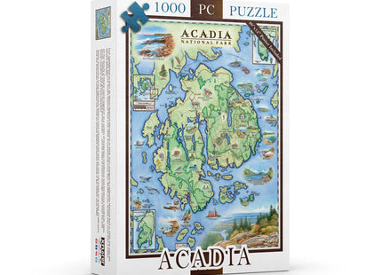 Acadia National Park Map JJigsaw Puzzle - 1000 Pieces, Hand-Illustrated - Educational & Fun Family Activity, Ages 7+, Includes Poster