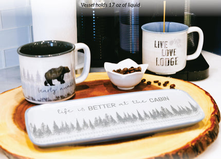 Pavilion Gift Company - Live Love Lodge - 17 Oz Coffee Mug Tea Cup Woodland Hiking Camping Pine Cone Cabin Woods Lodge Gift Outdoorsy Present