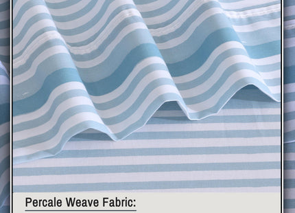 RUVANTI 100% Cotton Organic Percale King Sheets, Nautical Stripes