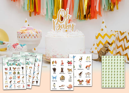 Chuxvon Woodland Bingo Cards, Baby Shower Party Activities, Woodland Animals Theme Game for 24 Players, Gender Reveal Bingo Game Cards, Woodland Party Favors Supplies Decorations(A04)