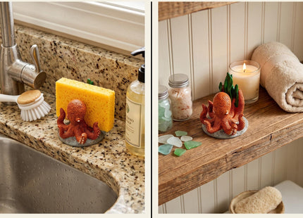 dgudgu Resin Octopus Sponge Holder for Kitchen Sink Gadget Countertop Decor
