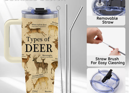 TNASURHUS 40oz Tumbler with Handle, Deer Gifts for Men Dad Boyfriend