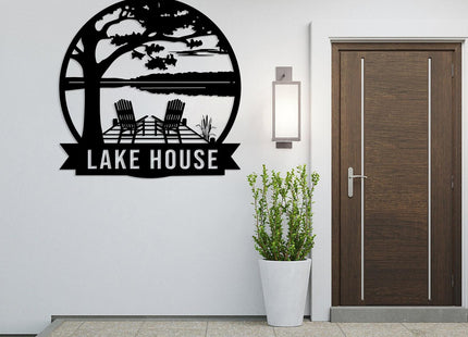 Personalized Lake House Metal Sign, Custom Lake House Name Sign, Camping Metal Decor, Front Porch Decor, Forest Cabin, Cabin, Villa, Fire Pit