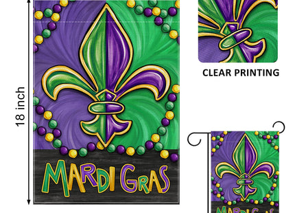 Covido Welcome Mardi Gras Crayfish Decorative Garden Flag, Lobster Mask Fleur De Lis New Orleans Carnival Yard Outside Decorations, Masquerade Burlap Outdoor Small Home Decor Double Sided 12 x 18