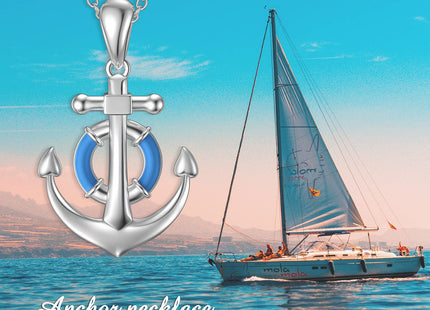 SLIACETE 925 Sterling Silver Anchor Necklace Ocean Jewelry Gift for Women