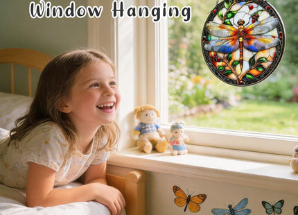 Dragonfly Stained Window Hanging Suncatcher, Memorial Sympathy Gift