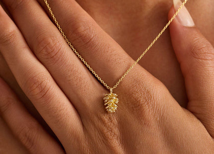 Plenky Gold Necklace -14K Gold Plated Pinecone Necklace