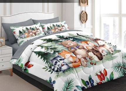 Pamnest Full Comforter Set with Sheets, 7 Pieces Woodland Animal Bedding