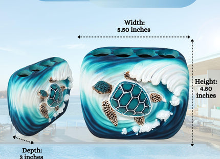 BestGiftEver Nautical Sea Turtle Wave Toothbrush Holder