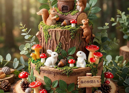 JeVenis Mushroom Woodland Cake Decoration Woodland Animals Cake Decoration