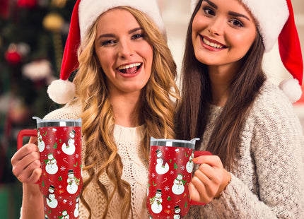wmvhdiw 30 Oz Snowman Tumbler With Handle,Snowman Coffee Travel Mug Cup Water Bottle,Christmas Decor Gifts for Women