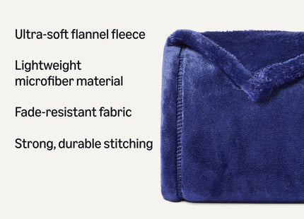 Amazon Basics Throw Blanket, Ultra-Soft Flannel Fleece, Cozy for Couch Sofa Bedroom, Fade-Resistant, 50 x 60 Inches, Navy
