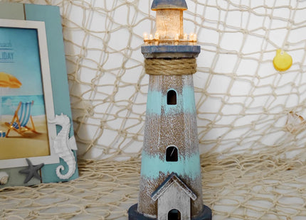 Wooden Lighthouse Decor Nautical Table Decorations Lighted Wood Lighthouse