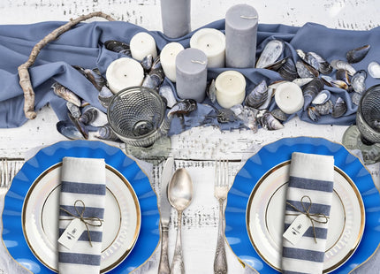 Spsyrine Blue Charger Plates, 13" Set of 6 Scalloped Seashell Plastic Table Chargers for Dinner Plates, Wedding, Thanksgiving Christmas Events, Party, Tabletop Decor. BK6RB
