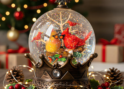 Cardinal Christmas Snow Globe, Lighted 2 Cardinal Musical Water Lantern with Swirling Glitter, Christmas Holiday Party Gifts and Decorations