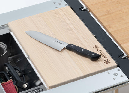 Snow Peak Cutting Board and Knife Set, Chopping Block, Foldable, Natural Birch Wood, Stainless Steel Knife, Camping, Picnic, Large