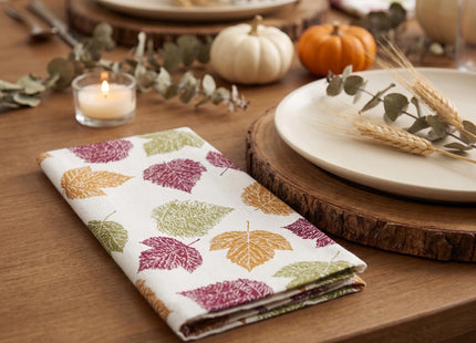 PurpleEssences Fall Cloth Dinner Napkins 18x18 in - Autumn Leaves