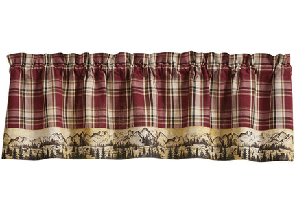Park Designs Culpepper Lined Bordered Valance 60" X 14", Plaid Tan and Red Window Valance with Forest Inspired Lining, Rustic Window Dressings for Country Farmhouse and Cabin and Lodge Home Decor