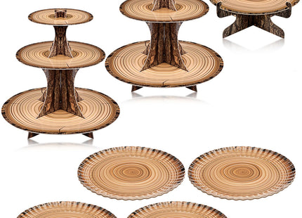 Sawysine 7 Pcs Woodland Cupcake Stand Set Woodland Baby Shower, Circle