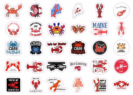 Crab & Lobster Stickers for Water Bottle and Laptop - Marine Life Party Supplies & Decorations, Waterproof Vinyl Sea Creature Decals, Lobster Stickers Laptop Decals, Gifts for Women & Men