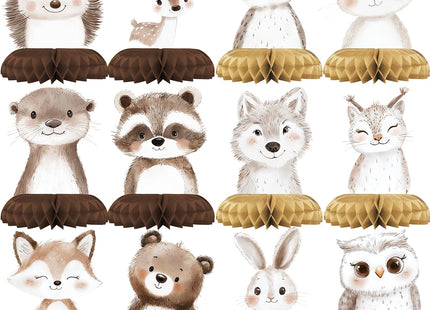 Woodland Baby Shower Centerpieces – 12 PCS Honeycomb Table Decorations, Forest Animal Baby Shower, Rustic Woodland Creatures Party Supplies