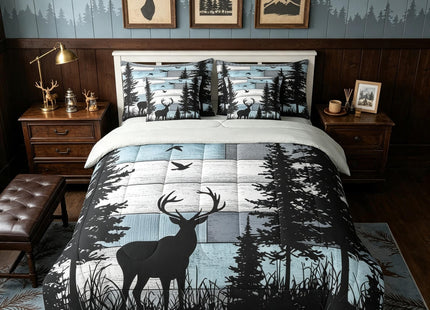 Feelyou Hunting Deer Comforter Set Cabin Bedding Set Queen Size 7 Pieces