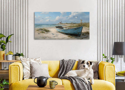 Coastal Wall Art Beach Wall Decor Nautical Ocean Canvas Picture Nature Seaside Sailboat Seascape Prints Painting Bathroom Decor Rustic Beach Scenery Artwork Living Room Bedroom Office Decor 20x40"