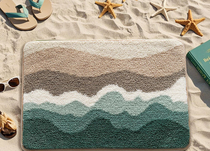 LUMI Coastal Bathroom Rug Soft Microfiber Absorbent Bath Mat 20x32