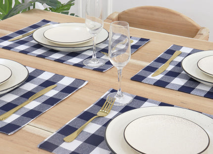 PurpleEssences Plaid Placemats 13x19 in Buffalo Plaid - Blue & White