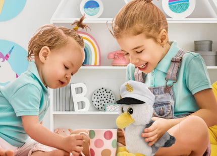 DolliBu Plush Seagull Stuffed Animal - Soft Huggable Gray Seagull Sailor, Adorable Playtime Plush Toy Animal, Cute Sea Bird Cuddle Gifts for Kids & Adults - 8 Inch