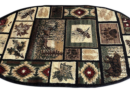 Carpet King Cabin Style Oval Area Rug Rustic Western Country Bear Elk Deer Bear Wildlife Lodge Native Design 386 (3 Feet X 4 Feet 7 Inch)