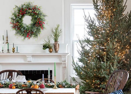 Egolot 24 Inch Christmas Eucalyptus Red Berries Wreath for Front Door, Winter Green Eucalyptus Leaves Wreath with Pine Cone for Indoor Outdoor, Xmas Wreaths Home Decor