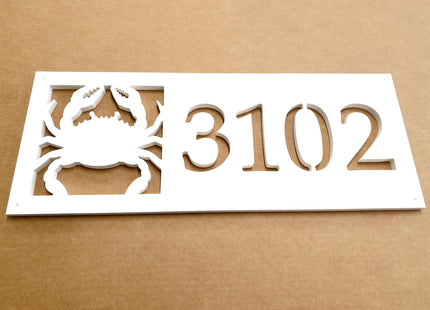 Horizontal Crab Address Sign, Weatherproof PVC Coastal House Numbers, Beach House Address Plaque, Outdoor Nautical Home Decor, Housewarming Gift